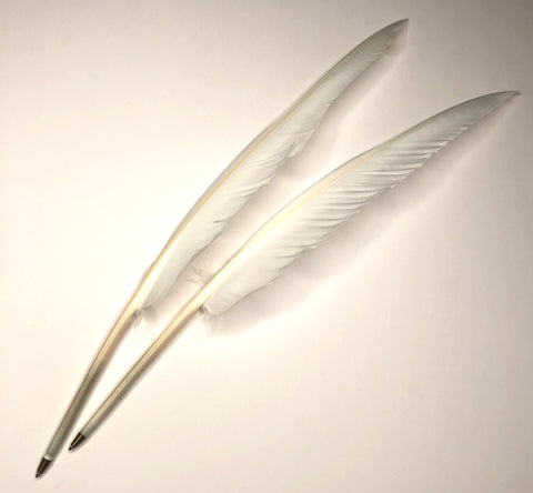 Cooperman HistoryLives White goose quills crafted into ballpoint pens