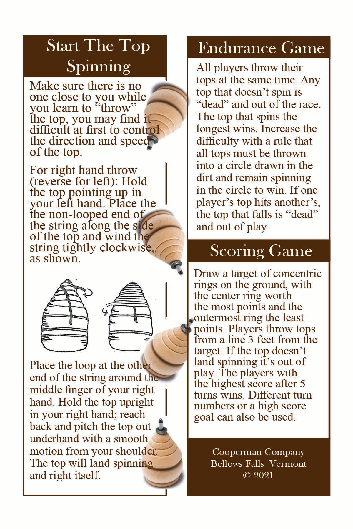 529. Wooden Peg Top with String – Traditional Spinning Top Toy