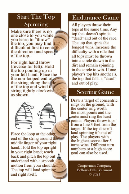 529. Wooden Peg Top with String – Traditional Spinning Top Toy