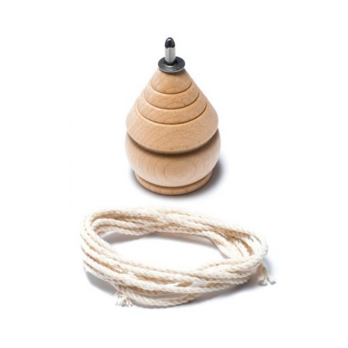 529. Wooden Peg Top with String – Traditional Spinning Top Toy
