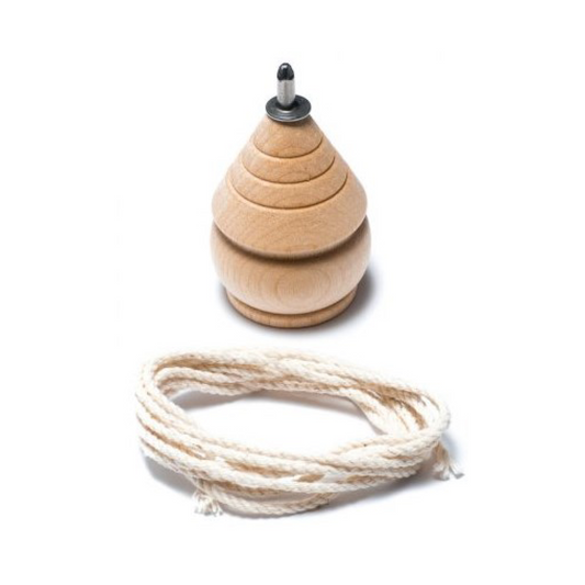 529. Wooden Peg Top with String – Traditional Spinning Top Toy